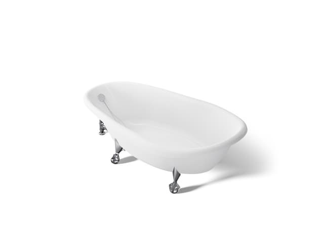Kohler Birthday Bath — 72" x 37.5" Oval Freestanding Soaking Tub — Enameled Cast Iron — White