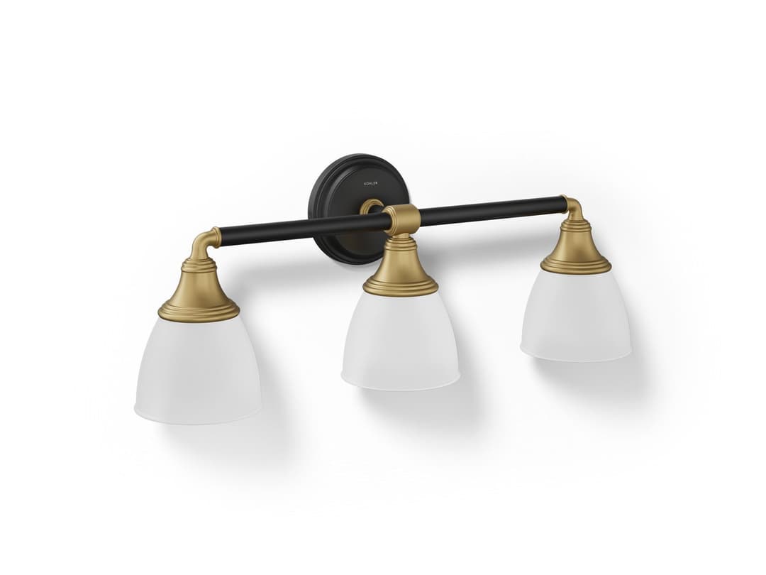 Kohler Devonshire Three-light sconce - Black With Brass Trim by Kohler