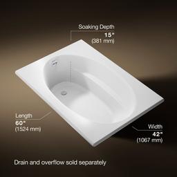 Kohler Windward 60'' x 42'' alcove bath, right drain - White - image 3