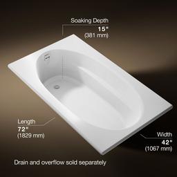 Kohler Windward 72'' x 42'' drop-in bath - White - image 3