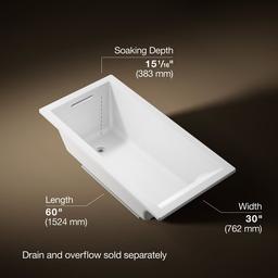 Kohler Underscore 60'' x 30'' drop-in bath - White - image 3