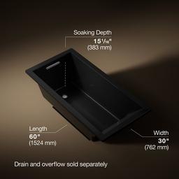 Kohler Underscore 60'' x 30'' alcove bath with Bask heated surface, right drain - Black - image 3