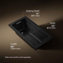 Archer 60'' x 32'' drop-in Heated BubbleMassageE air bath and whirlpool - image 3