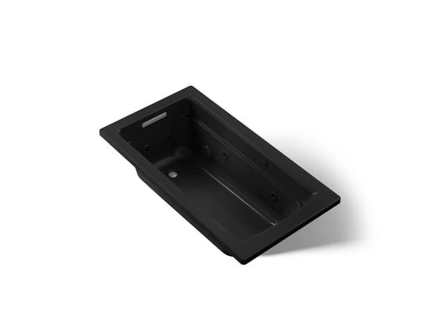 Kohler Archer 60'' x 32'' drop-in whirlpool bath with heater - Black