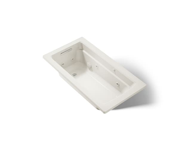 Kohler Archer 60'' x 32'' drop-in whirlpool bath with heater - Biscuit
