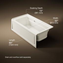 Archer 60'' x 32'' alcove Heated BubbleMassageE air bath with Bask heated surface, right drain - image 3