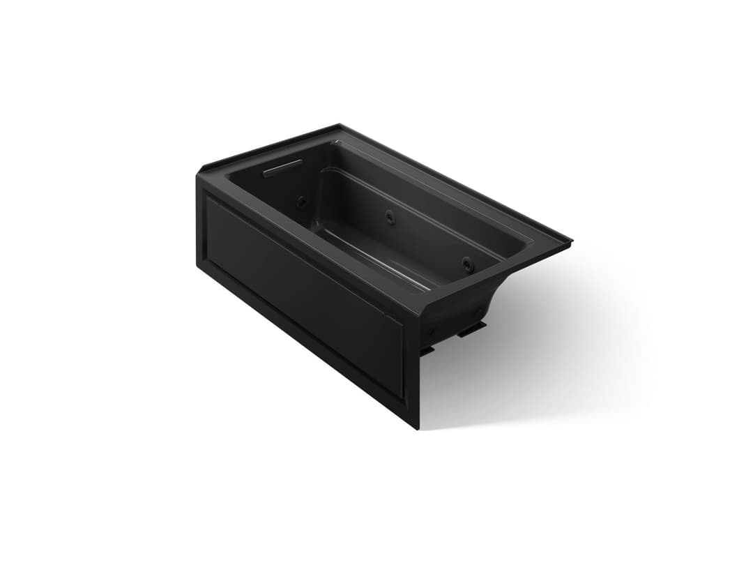 Kohler Archer 60'' x 32'' alcove heated whirlpool bath, left drain - Black by Kohler