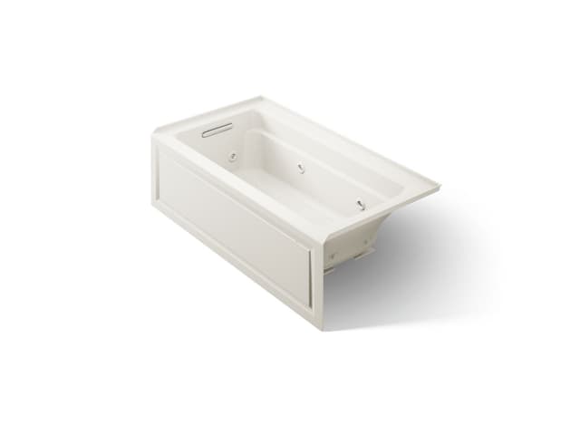 Kohler Archer 60'' x 32'' alcove heated whirlpool bath, left drain - Biscuit