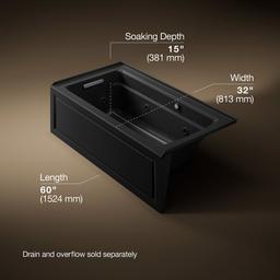 Archer 60'' x 32'' alcove whirlpool bath with Bask heated surface, alcove left drain - image 3