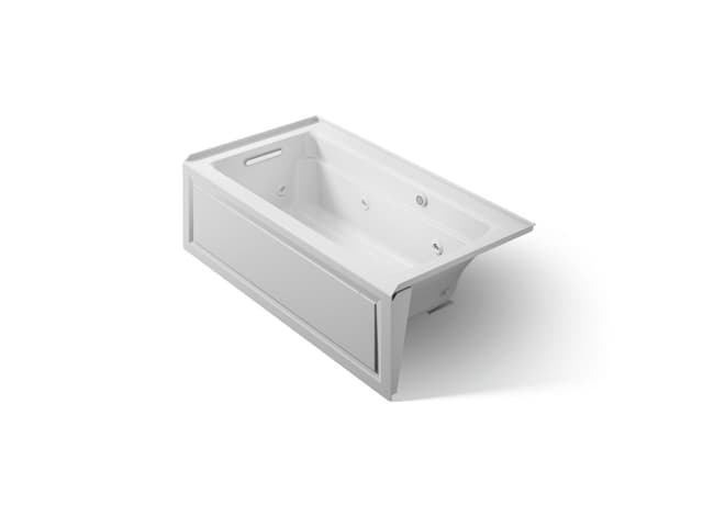 Kohler Archer 60'' x 32'' alcove whirlpool bath with Bask heated surface, alcove left drain - Ice Grey