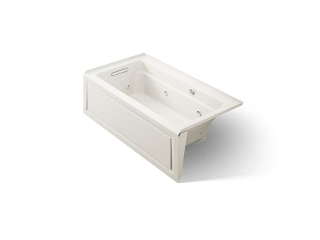 Kohler Archer 60'' x 32'' alcove whirlpool bath with Bask heated surface, alcove left drain - Biscuit