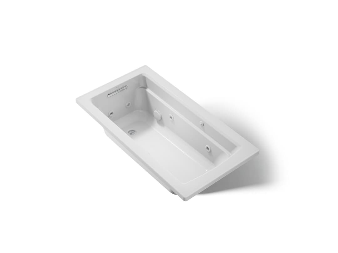 Kohler Archer 60'' x 32'' drop-in whirlpool bath with and Bask heated surface - Ice Grey by Kohler