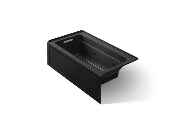 Kohler Archer 60'' x 32'' alcove Heated BubbleMassageE air bath and whirlpool, left drain - Black