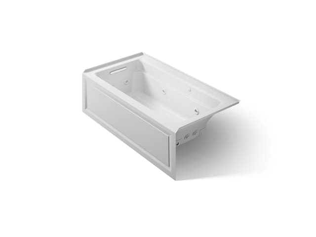 Kohler Archer 60'' x 32'' alcove Heated BubbleMassageE air bath and whirlpool, left drain - Ice Grey