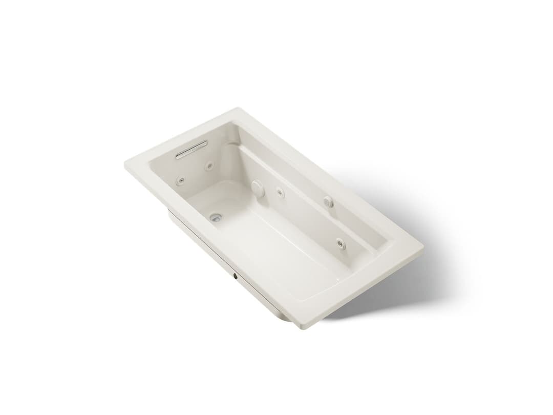 Kohler Archer 60'' x 32'' drop-in Heated BubbleMassageE air bath and whirlpool - Biscuit by Kohler