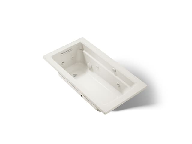 Kohler Archer 60'' x 32'' drop-in Heated BubbleMassageE air bath and whirlpool - Biscuit
