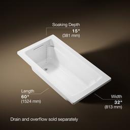 Archer 60'' x 32'' alcove bath with Bask heated surface, left drain - image 3