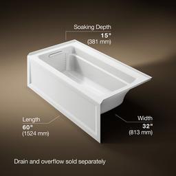 Archer 60'' x 32'' alcove bath, left drain - image 3