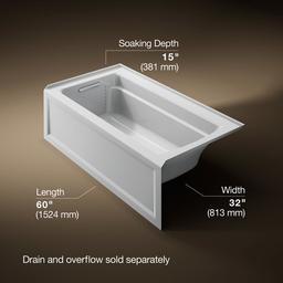 Archer 60'' x 32'' alcove bath, left drain - image 3