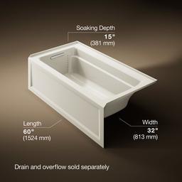 Archer 60'' x 32'' alcove bath, left drain - image 3