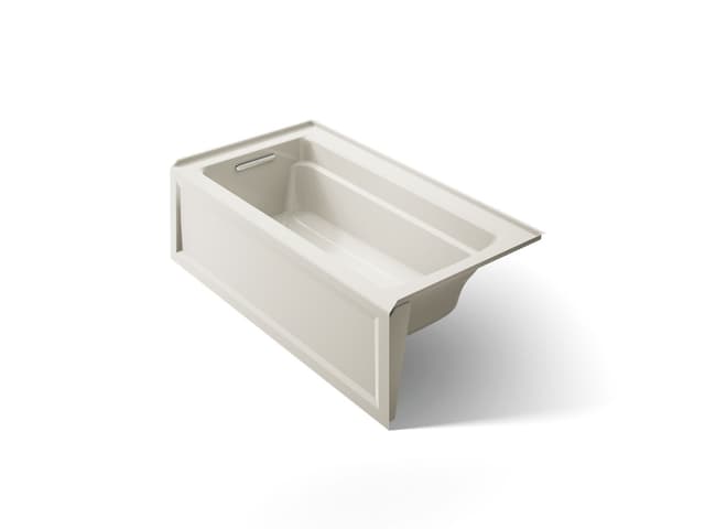 Kohler Archer 60'' x 32'' alcove bath with Bask heated surface, left drain - Biscuit