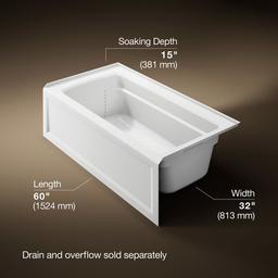 Archer 60'' x 32'' alcove bath, right drain - image 3