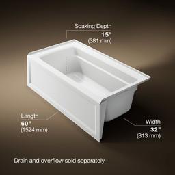 Archer 60'' x 32'' alcove bath with Bask heated surface, right drain - image 3