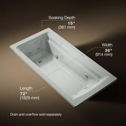 Archer 72'' x 36'' alcove Heated BubbleMassageE air bath, left drain - image 3