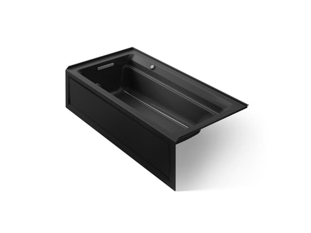 Kohler Archer 72'' x 36'' alcove Heated BubbleMassageE air bath with Bask heated surface, left drain - Black