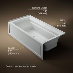 Archer 72'' x 36'' alcove Heated BubbleMassageE air bath, right drain - image 3