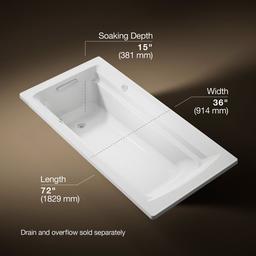 Archer 72'' x 36'' drop-in Heated BubbleMassageE air bath with Bask heated surface - image 3