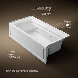 Archer 72'' x 36'' alcove whirlpool bath, right drain - image 3