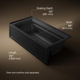 Archer 72'' x 36'' alcove whirlpool bath, right drain - image 3