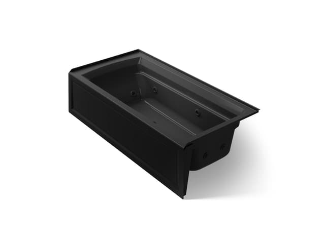 Kohler Archer 72'' x 36'' alcove whirlpool bath, right drain - Black