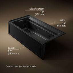 Archer 72'' x 36'' alcove whirlpool bath with alcove, left drain - image 3