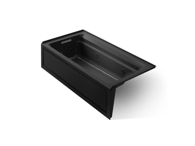 Kohler Archer 72'' x 36'' alcove whirlpool bath with alcove, left drain - Black