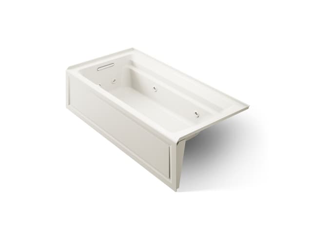 Kohler Archer 72'' x 36'' alcove whirlpool bath with alcove, left drain - Biscuit
