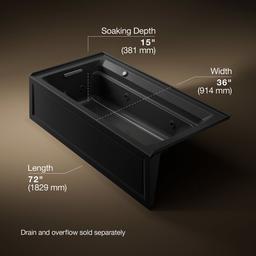 Archer 72'' x 36'' alcove whirlpool bath with Bask heated surface, left drain - image 3