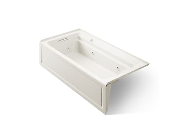 Kohler Archer 72'' x 36'' alcove whirlpool bath with Bask heated surface, left drain - Biscuit