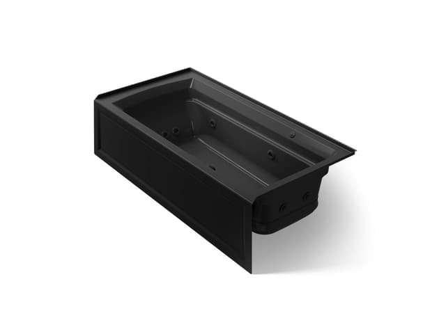 Kohler Archer 72'' x 36'' alcove Heated BubbleMassageE air bath and whirlpool, right drain - Black