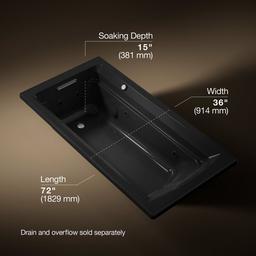 Archer 72'' x 36'' drop-in Heated BubbleMassageE air bath and whirlpool - image 3