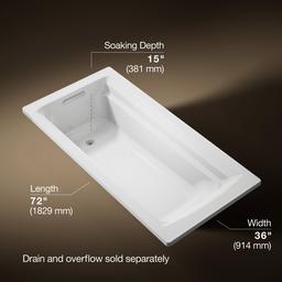 Archer 72'' x 36'' alcove bath, right drain - image 3