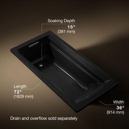 Archer 72'' x 36'' alcove bath with Bask heated surface, alcove, right drain - image 3