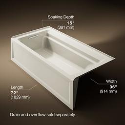 Archer 72'' x 36'' alcove bath, left drain - image 3