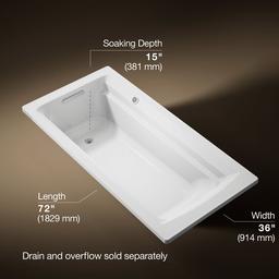 Archer 72'' x 36'' drop-in bath with Bask heated surface - image 3