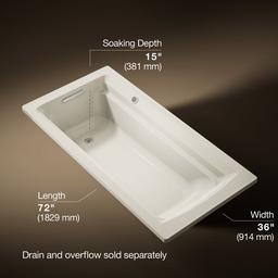 Archer 72'' x 36'' drop-in bath with Bask heated surface - image 3