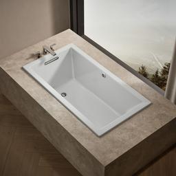 Kohler Underscore 60'' x 32'' drop-in bath with Bask heated surface - Ice Grey - image 2