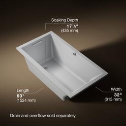 Kohler Underscore 60'' x 32'' drop-in bath with Bask heated surface - Ice Grey - image 3