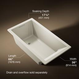Kohler Underscore 66'' x 36'' drop-in bath - Biscuit - image 3