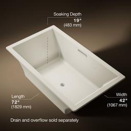 Kohler Underscore 72'' x 42'' drop-in bath - Biscuit - image 3